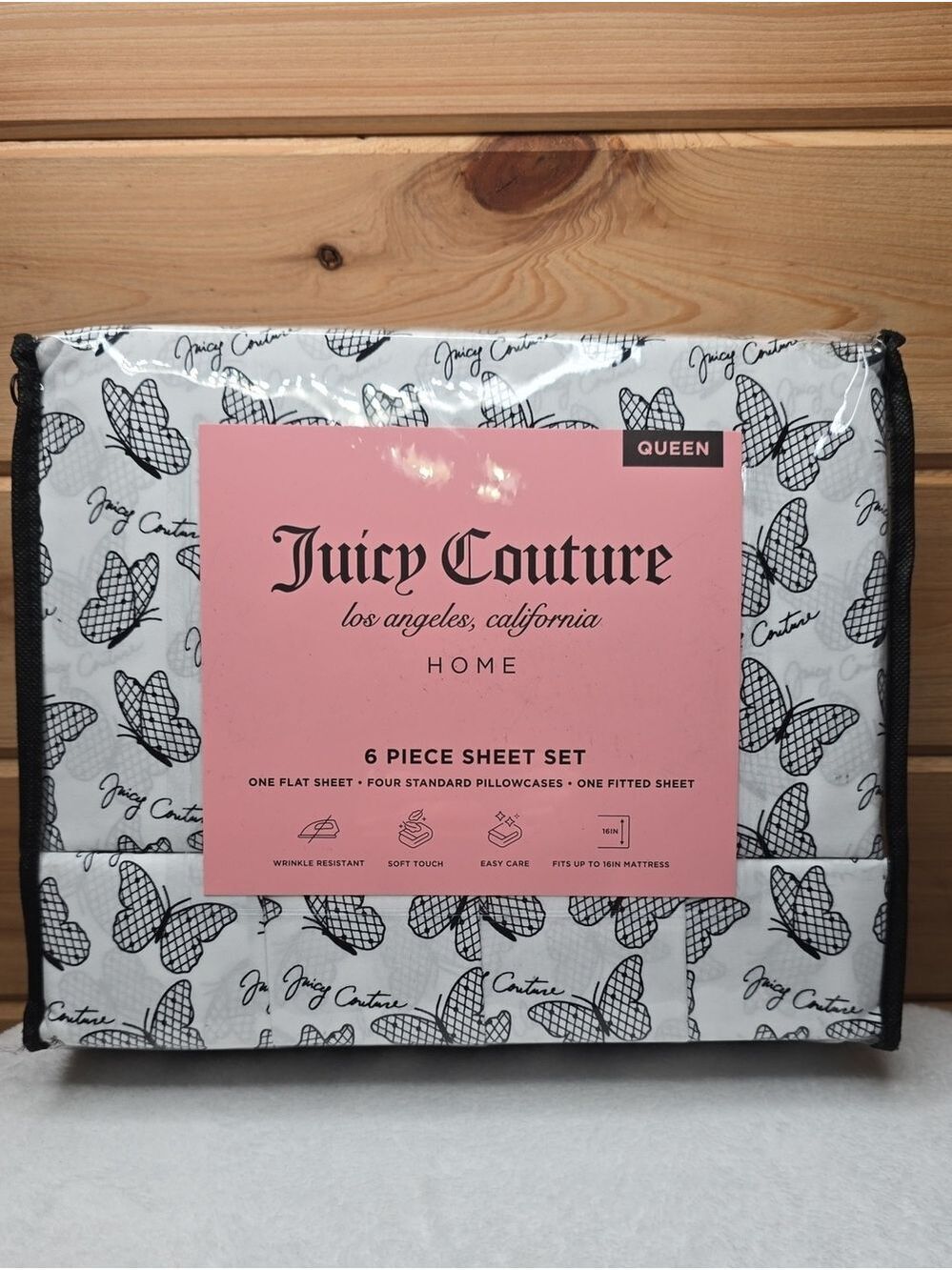 Juicy Couture 6 piece QUEEN Sweet Butterflies Sheet Set-NWT - Picture 1 of 4